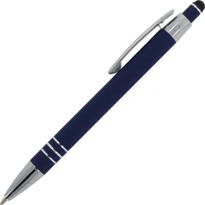 Produktbild von Touchpen Kugelschreiber / aus Metall / mit Soft-Touch / Farbe: dunkelblau