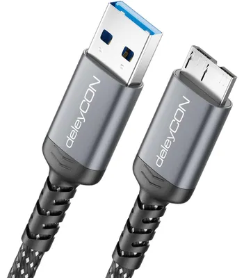 Produktbild von deleyCON 1,5m USB 3.0 Micro-B Kabel USB-A auf Micro-B 5Gbps