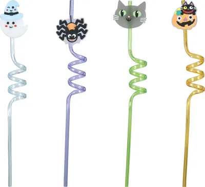 Image de Pailles magiques Halloween Décoration effrayante Accessoire pour boire Spirale, Couleur : Multicolore