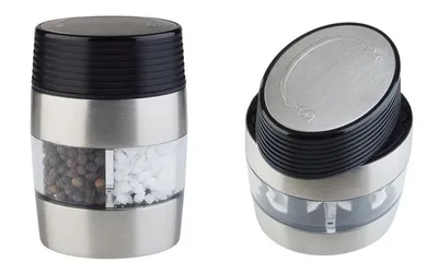 Productafbeelding van APS 40544 APS 2-in-1 zout- en pepermolen, zilver / transparant