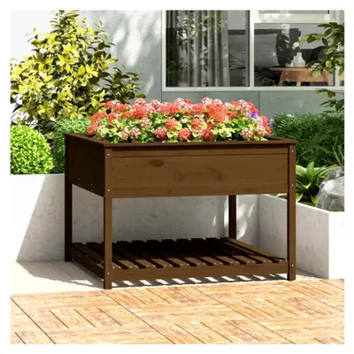 Produktbild von Pflanzkübel mit Ablage Honigbraun 111,5x111,5x81 cm Kiefernholz, Blumentopf für Garten, Balkon, Terrasse und Innenbereich