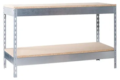 Image de Etabli Simonwork Basic 2 901890-2 Galvanisé/bois Galva/bois 900x1800x900 - Simonrack