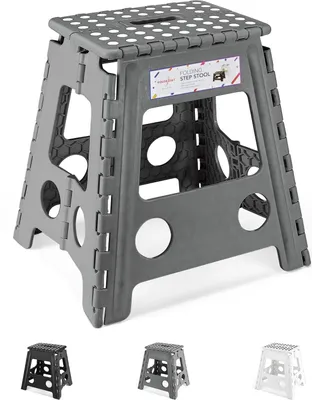 Produktbild von Tritthocker Klappbar Klapphocker Faltbar Höhe 40cm für Kinder und Erwachsene Bade Küchen - Dunkelgrau