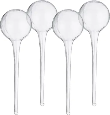 Produktbild von Relaxdays Bewässerungskugeln Glas, 4er Set, HxD 30x9 cm, Gießkugeln für Pflanzen, Bewässerungshelfer Urlaub, transparent