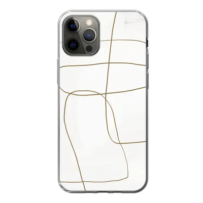 Produktbild von MuchoWow® Handyhülle Schutzhülle Hülle für iPhone 12 Pro Kunst - Braun - Weiß - Abstrakt Silikon Softcase Handy Hülle - Abdeckung