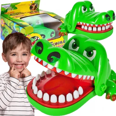 Produktbild von Woopie-Arcade-Spiel, bei dem ein krokodilkranker Zahn beim Zahnarzt beißt
