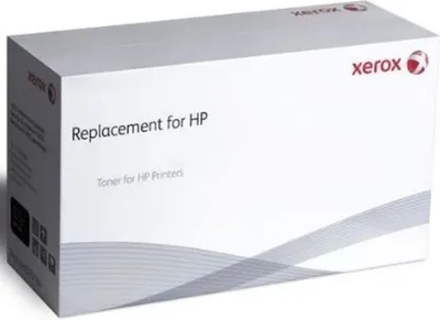 A white box of Xerox toner for HP printers.