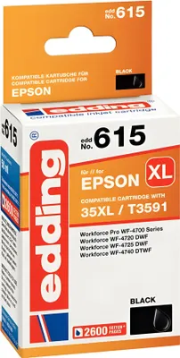 Image de edding 18-615 edding EDD-615  schwarz Druckerpatrone kompatibel zu EPSON 35XL / T3591XL