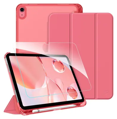 Produktbild von Fintie Hülle für iPad 11. Generation 2025 11 Zoll, iPad 10. Generation 2022 10.9 Zoll mit Schutzfolie - ultradünne leichte transparenter Rückseite Schutzhülle Case Cover mit Stifthalter, Pink