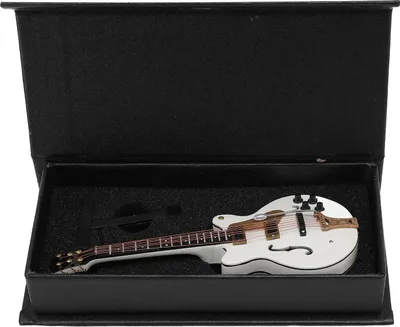 Immagine prodotto di Chitarra in legno in miniatura con custodia, modello di strumento musicale cavo in miniatura da collezionare per la decorazione della casa