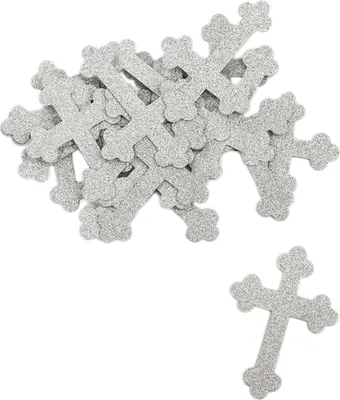 Produktbild von Oblique Unique 18 Deko Kreuze Konfetti Konfirmation Taufe Kommunion - silber