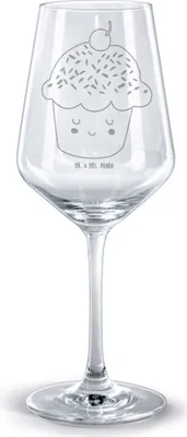Produktbild von Mr. & Mrs. Panda Weinglas Cupcake - Transparent - Geschenk, Cupcakes, Kelch, Lustige Sprüche, Küche Deko, glas für rotwein, wein, Motivation, Rotweinglas mit Gravur