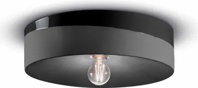 Immagine prodotto di Lampada da soffitto in Vetroceramica D: 40 cm rotonda nera E27 design retrò in Vetroceramica