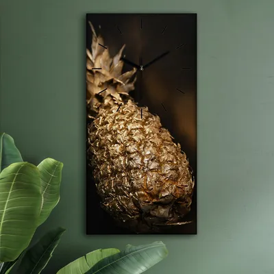 Produktbild von Wohnzimmer Leinwand Uhr Geräuschlos Küche 30x60 Goldenes, Gemüse, Früchte, schwarze Zeiger