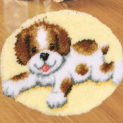 Produktbild von 50cm Knüpfteppich Set Teppiche Knüpfen Kreuzstich Set für Kinder und Erwachsene DIY Handgefertigt Knüpfset Latch Hook Rug Making Werkzeug Kit