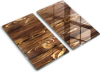 Produktbild von Glasschneideplatte - Herdabdeckplatte - 2x30x52 cm -Schneidebrett - Spritzschutz -Holzstruktur
