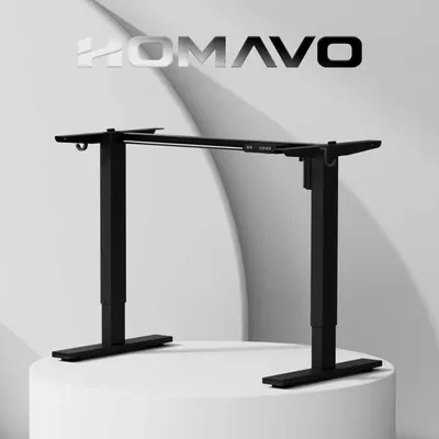 Produktbild von HOMAVO Gestell für Schreibtisch Höhenverstellbar Elektrisch mit Motor, schwarz - Stufenlos Höhenverstellbares Schreibtischgestell / Tischgestell
