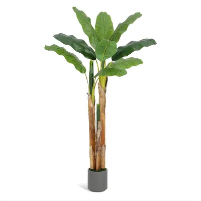 Produktbild von Künstlicher Bananenbaum 150 cm – Tropische Kunstpflanze im Topf – Realistische Dekopflanze für Innen & Außen – Grün