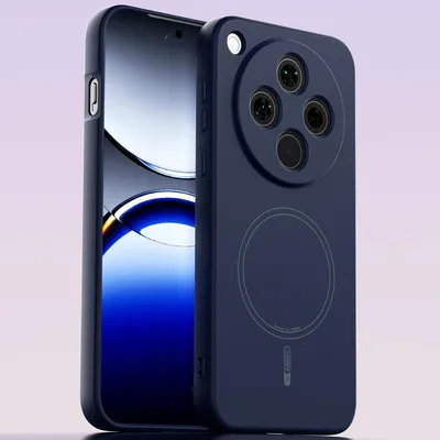 Image de Etui magnétique pour Oppo Find X8, compatible MagSafe, silicone liquide, antichoc et résistant aux rayures Bleu foncé