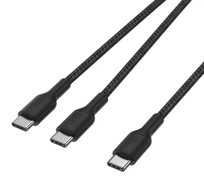 Produktbild von Belkin CAC004HQ1.5MBK, 1,5 m, USB C, 2 x USB C, USB 2.0, 0,48 Gbit/s, Schwarz