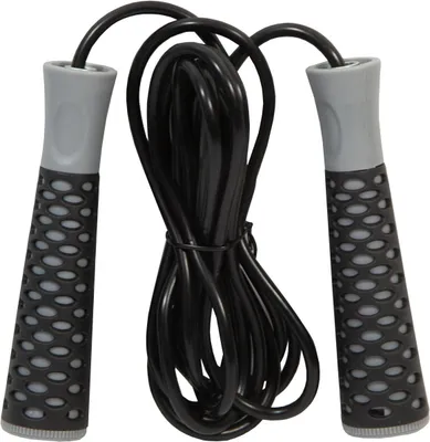 Produktbild von Enero Fit Fitness Springseil 300 cm – Verstellbares PVC Speed Rope mit ergonomischen Griffen, Schwarz/Grau
