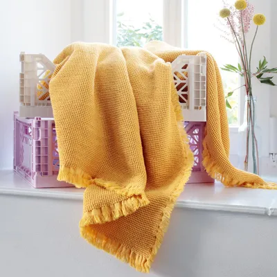 Produktbild von Biederlack Baumwoll-Plaid Waffle Farbe Yellow Größe 130 x 170cm