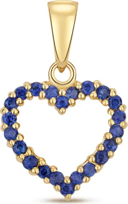 Produktbild von Funkelndes Feuer Schöner 9 Karat (375) Gold Herz Damen - Anhänger mit Saphir - 20mm*13mm; TRS28627