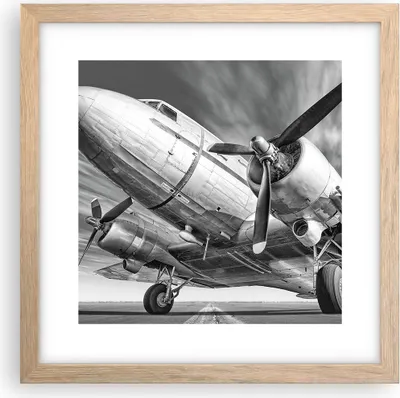 Produktbild von Gerahmtes Poster - Rahmen in heller Eiche - Flugzeug Retro Flugzeug - 30x30 cm - Wand Bild - Wanddeko - Wandbilder - Kunstposter - Wandposter - Bilderrahmen - Bilder - Kunstdruck - P2NAC30x30-4952