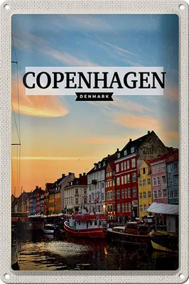 Produktbild von Blechschild Reise 20x30cm Copenhagen Denmark Sonnenuntergang