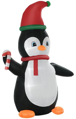 Immagine prodotto di HOMCOM Decorazione natalizia gonfiabile, pinguino natalizio da 2,5 m con 3 luci LED