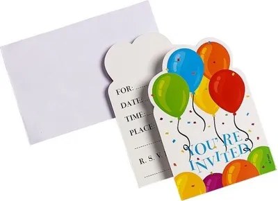 Produktbild von Einladungskarten Ballon 14 x 9 cm große Stücke 6