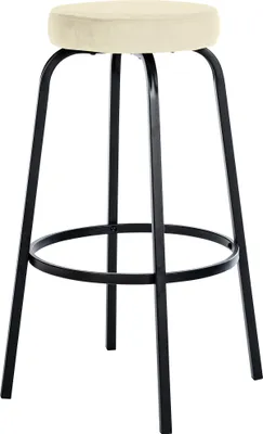 Produktbild von CLP Barhocker Kamari gepolstert Samt- oder Kunstlederbezug Metallgestell creme Material Samt