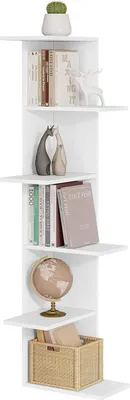 Produktbild von WOLTU Eckregal 6 Ebenen, Bücherregal, Standregal, aus Holzwerkstoff, Weiß