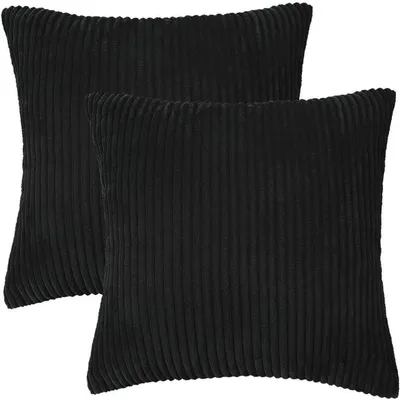 Produktbild von Dekokissenbezüge Samt 2er Set Schwarz 45x45cm Kordsamt Polyester