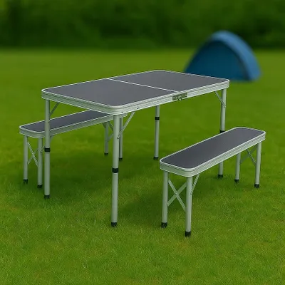 Produktbild von Campingtisch Set GREEN HILL Klapptisch Bank Aluminium klappbar Koffertisch