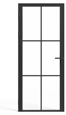 Produktbild von Tür-Set - wendbar - Aluminium & Sicherheitsglas - 204 x 73 cm - Schwarz - SEROTO