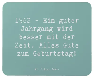 Produktbild von Mr. & Mrs. Panda Mauspad Spruch 1962 Geburtstag - Meeresbrise - Geschenk, Happy Birthday, Geburtstagsgeschenk, mousematte, Mouse Pad, Geschenkidee, Alter, Geburtsjahr, pc