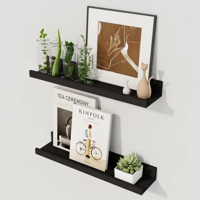 Produktbild von Wandregal Schweberegal 2er Set 40 cm Schwarz Bilderregal