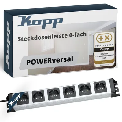 Produktbild von Kopp POWERversal, IP20, Schwarz, Grau, 6 AC-Ausgänge, 3600 W, 16 A, 250 V