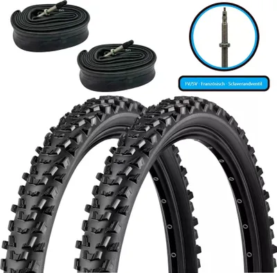 Produktbild von 2xFahrradreifen SET 26x1,95 Zoll (50-559) Decke Mantel inkl. 2xFV Schlauch