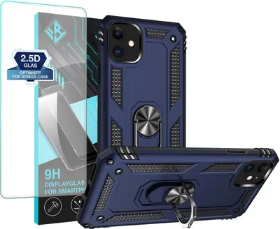 Produktbild von Armor Outdoor Handyhülle für Apple iPhone 11 Handy Panzer Case Schutzhülle mit 9H Displayglas Displayschutz Farbe: Blau