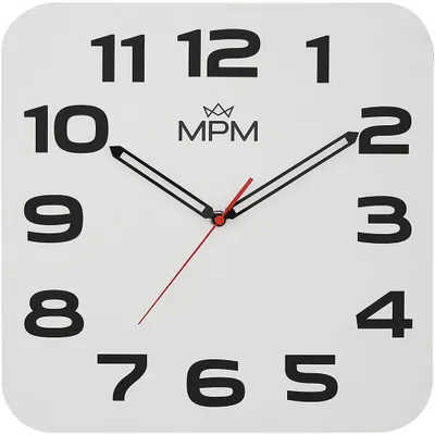 Produktbild von MPM-Quality Topg Wanduhr Holz lautlos Weiß/Schwarz 33 x 33 cm
