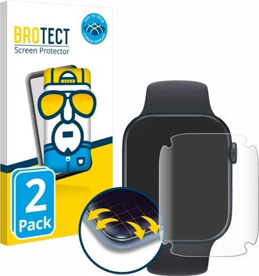 Produktbild von 2x BROTECT Fullscreen Schutzfolie für Apple Watch Series 7 (45 mm) Displayschutz Folie Fullcover Klar Transparent