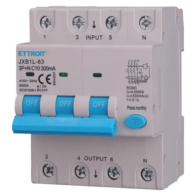 Immagine prodotto di ETTROIT interruttore Magnetotermico Differenziale 3P+N 10A 300mA 380V-6KA CLASSE A - JX261068