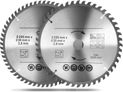 Produktbild von Famanu Kreissägeblatt 250 mm - Professionelles Sägeblatt für Holzverarbeitung mit 40 & 60 Zähnen