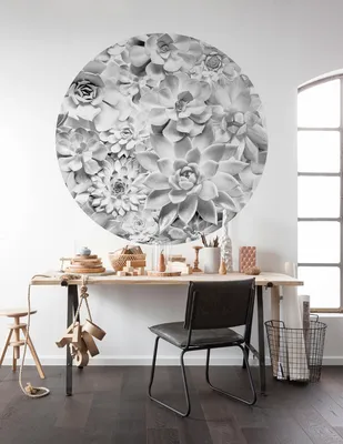Produktbild von Komar Vlies Fototapete rund und selbstklebend "Echeveria" - Größe: 125 x 125 cm (Breite x Höhe) - 1 Stück