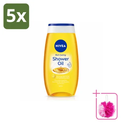 Imagen del producto de 5 unidades de NIVEA Natural, aceite de ducha - 200 ml - Paquete económico
