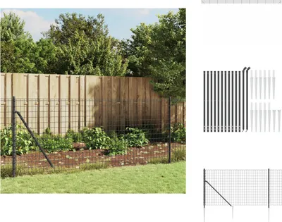 Produktbild von vidaXL Maschendrahtzaun mit Bodenhülsen Anthrazit 0,8x25 m -  Zaunfelder