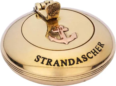 Produktbild von Maritimer Klappascher mit Strandmotiv, Messing – 6cm Nautische Aschenbecher