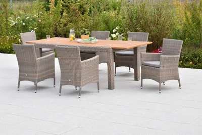 Obrázek produktu pro 13dílná sada Merxx "Teneriffa", 6 křesel včetně sedáků, 1 rozkládací stůl 180 (240) x 100 cm, hliník/plastová síťovina
